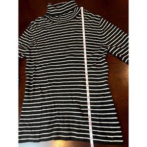 Highline Collective Women Striped Sweater Pullover Turtleneck Black White Size M